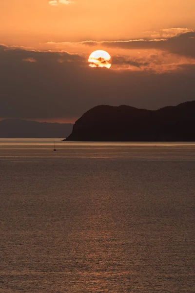 Coucher Soleil Sur Mer Depuis Île Elbe Capoliveri — Photo