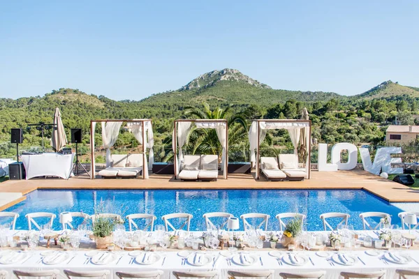 Piscina Lato Decorazione Del Partito Nozze — Foto Stock