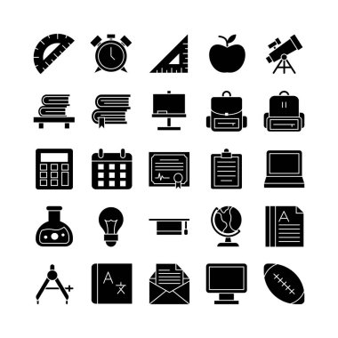 Web sitesi, mobil uygulama, sunum ve sosyal medya için okul simgesi belirlendi. Kullanıcı arayüzü ve kullanıcı deneyimi için uygun.