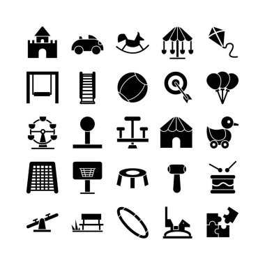 Web sitesi, mobil uygulama, sunum, sosyal medya için oyun alanı simgesi belirlenmiş vektör. Kullanıcı arayüzü ve kullanıcı deneyimi için uygun.