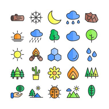 Web sitesi, mobil uygulama, sunum, sosyal medya için doğa simgesi düz vektör çizgisi. Kullanıcı arayüzü ve kullanıcı deneyimi için uygun.