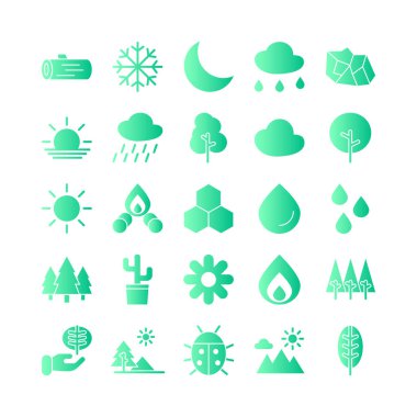 Web sitesi, mobil uygulama, sunum, sosyal medya için doğa simgesi vektör gradyanı. Kullanıcı arayüzü ve kullanıcı deneyimi için uygun