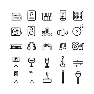 Web sitesi, mobil uygulama, sunum, sosyal medya için müzik simgesi belirleme vektör hattı. Kullanıcı arayüzü ve kullanıcı deneyimi için uygun.