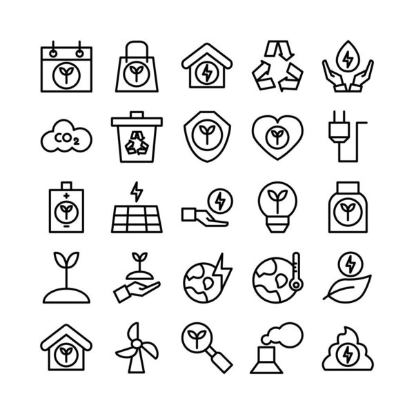 Ecology icon set vector line for website, mobile app, presentation, social media. Suitable for user interface and user experience.