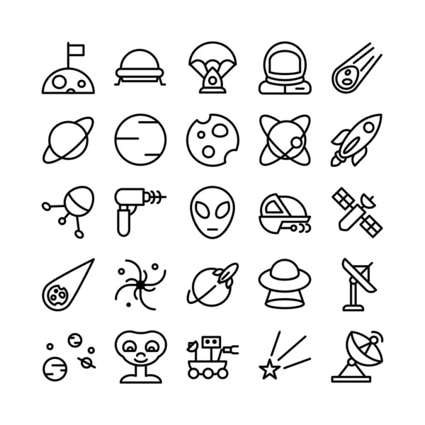 Conjunto Iconos Astronómicos Línea Vectorial Para Sitio Web Aplicación Móvil — Vector de stock