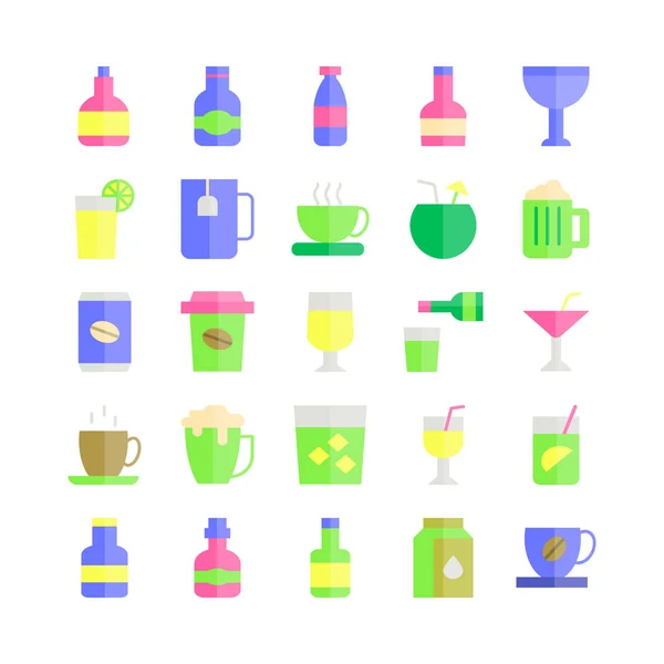 Beverage Icon Set Vector Flat Website Mobile App Presentation Social — Stock Vector