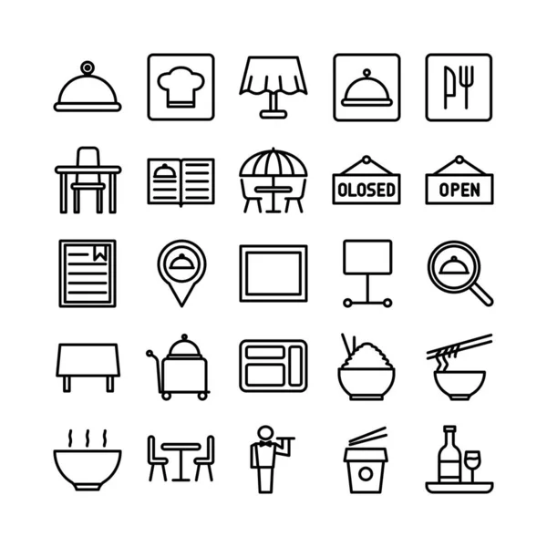 Conjunto Iconos Restaurante Línea Vectorial Para Sitio Web Aplicación Móvil — Archivo Imágenes Vectoriales