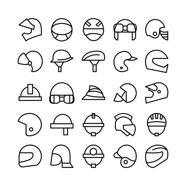 Helmet Icon Set Vector Line Website Mobile App Presentation Social — Stock Vector