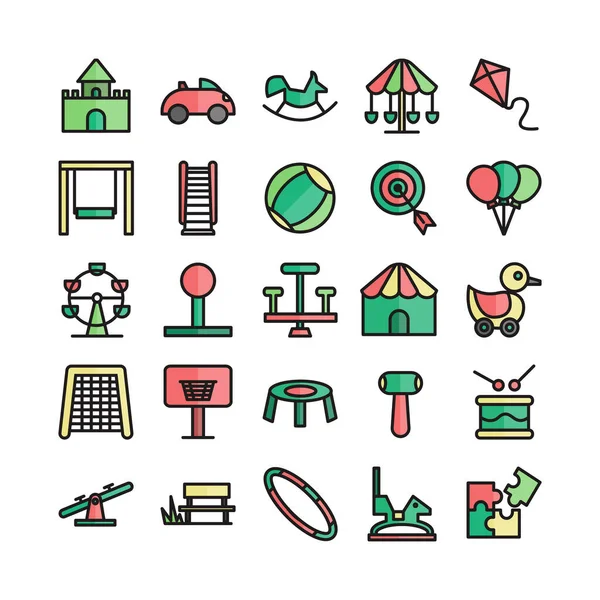 Spielplatz Icon Set Vektor Flache Linie Für Website Mobile App — Stockvektor