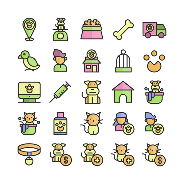 Pet Icon Set Vektor Flat Line Für Website Mobile App — Stockvektor