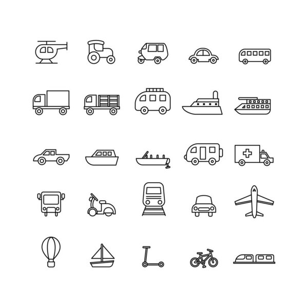 Transportation icon set vector line for website, mobile app, presentation, social media. Suitable for user interface and user experience.