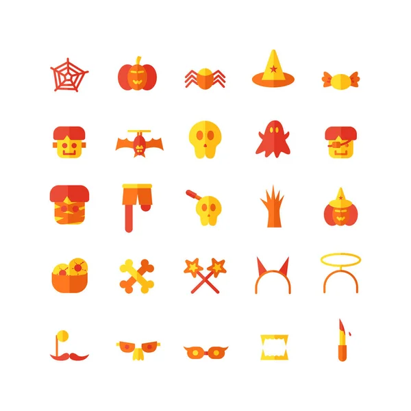 Conjunto Iconos Halloween Vector Plano Para Sitio Web Aplicación Móvil — Archivo Imágenes Vectoriales
