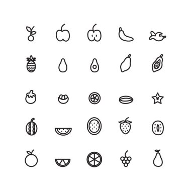Web sitesi, mobil uygulama, sunum, sosyal medya için meyve ikonu vektör çizgisi. Kullanıcı arayüzü ve kullanıcı deneyimi için uygun.