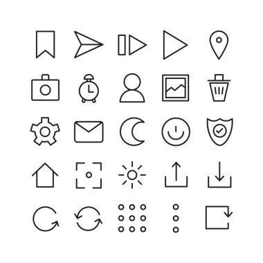 Mobil Arayüz simgesi web sitesi, mobil uygulama, sunum, sosyal medya için vektör çizgisi. Kullanıcı arayüzü ve kullanıcı deneyimi için uygun.