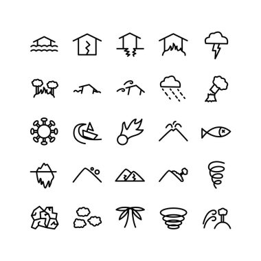 Web sitesi, mobil uygulama, sunum, sosyal medya için felaket simgesi belirleme vektör hattı. Kullanıcı arayüzü ve kullanıcı deneyimi için uygun.