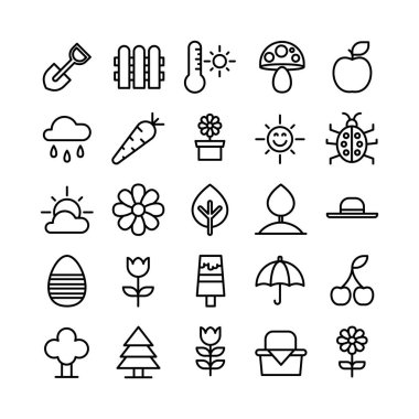 Web sitesi, mobil uygulama, sunum, sosyal medya için bahar simgesi belirleme vektör hattı. Kullanıcı arayüzü ve kullanıcı deneyimi için uygun.