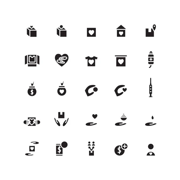 Icono Caridad Conjunto Vector Sólido Para Sitio Web Aplicación Móvil — Archivo Imágenes Vectoriales