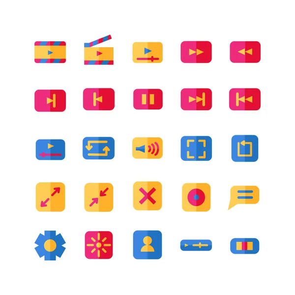 Video Player Icon Set Vector Flat Voor Website Mobiele App — Stockvector