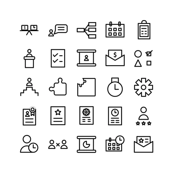 Icono Gestión Proyectos Establecer Línea Vectorial Para Sitio Web Aplicación — Vector de stock