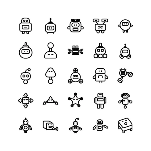 Roboter Icon Set Vektorlinie Für Website Mobile App Präsentation Soziale — Stockvektor
