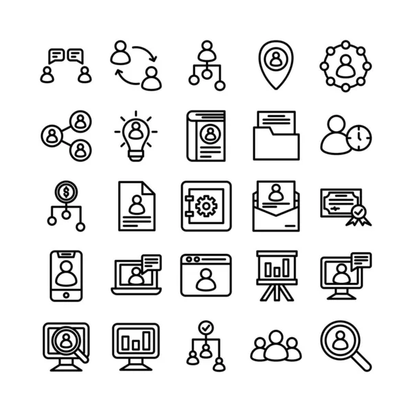 Human Resource Icon Set Vector Line Website Mobile App Presentation — Vector de stock