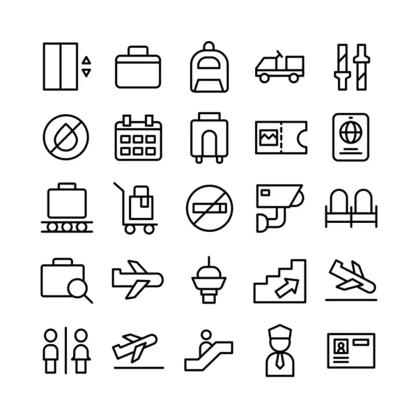 Icono Del Aeropuerto Establece Línea Vectorial Para Sitio Web Aplicación — Archivo Imágenes Vectoriales