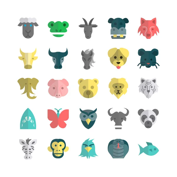 Zoo Icon Set Vector Flat Voor Website Mobiele App Presentatie — Stockvector