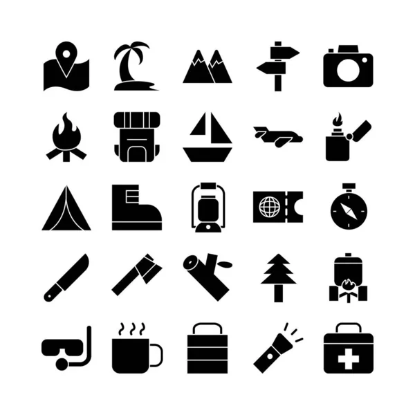 Adventure Icon Set Vector Solid Για Ιστοσελίδα Mobile App Παρουσίαση — Διανυσματικό Αρχείο