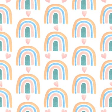 Pastel Renkler Gökkuşağı dijital kağıdı. Elle boyanmış Gökkuşağı deseni. Albüm kağıdı. Bebek deseni. Çocuk odası gökkuşağı kağıdı. Gouache