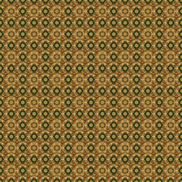 Raster Nahtlose Muster Mit Goldenen Elementen Goldgitter Auf Grünem Hintergrund — Stockvektor