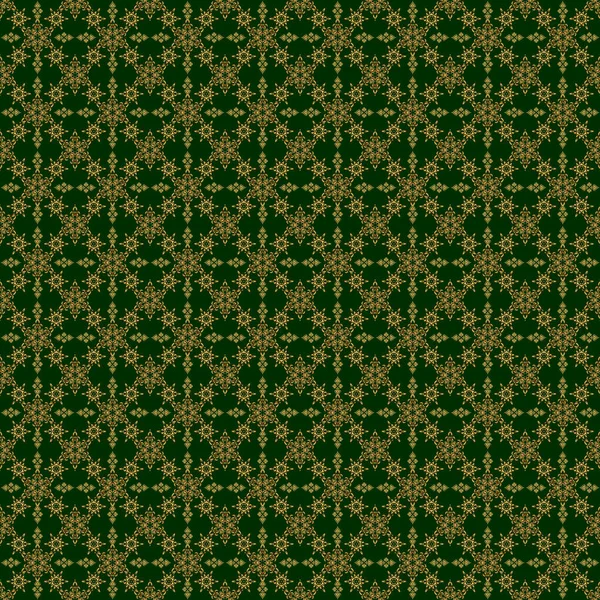 Eléments Dorés Isolés Sur Fond Vert Vintage Motif Baroque Floral — Image vectorielle