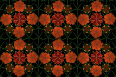 Raster Tasarım Turuncu, siyah ve yeşil Elementler Tebrik ve İş Kartları, Davetiyeler. Retro pürüzsüz desen. Viktorya Stili Süsleme İçin Klasik Parşömenler.