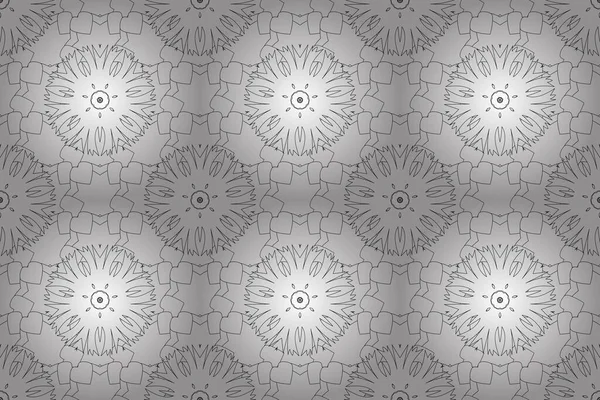 Květinový Bezešvý Vzor Kvetoucími Květy Listy Černobílých Barvách Abstraktní Rastrové — Stock fotografie