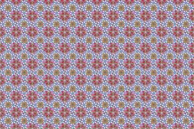 Mavi, kırmızı ve yeşil renkli çiçekli desen. Yumuşak fayans. Paketleme, tekstil, duvar kağıdı için kusursuz çiçek arkaplanı.