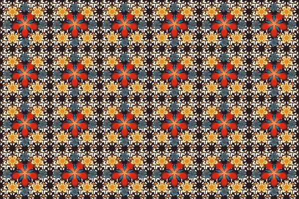 Растровый Безморщинистый Фон Листьями Цветками Коричневого Оранжевого Белого Цветов — стоковое фото
