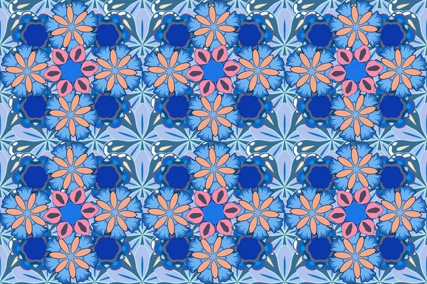 Illustration Matricielle Motif Classique Traditionnel Aux Couleurs Rose Beige Bleu — Photo