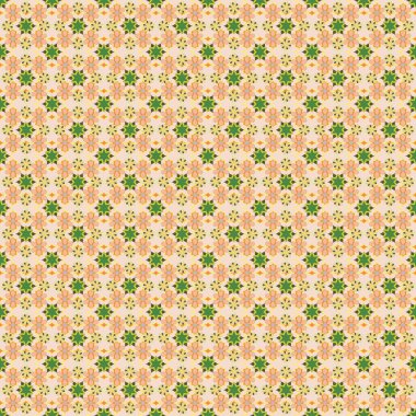 Yeşil, bej ve sarı tekrarlayan elementlerle kusursuz soyut doku. Zarif vektör klasik kusursuz desen. Güzel iz..