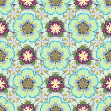 Kahverengi, mavi ve gri renklerde kusursuz çiçek deseni. Çiçeksiz desenli pek çok küçük vektör..