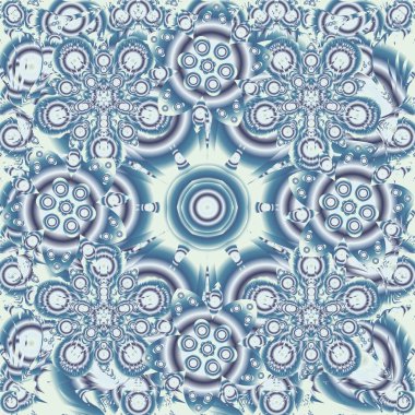 Zarif mavi, menekşe ve bej desenli, çiçekli ve Mandala elementli. El çizimi güzel bir vektör çizimi.