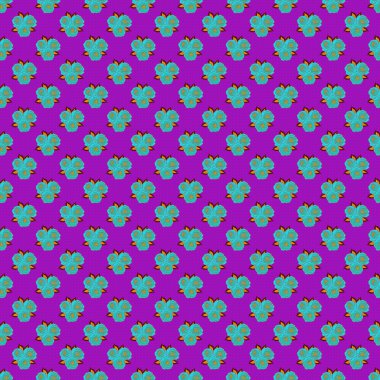 Pembe, mavi ve turuncu gül çiçekleriyle kusursuz desen.