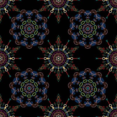 Kusursuz soyut, çok renkli kabile deseni. El yapımı etnik doku, hayal gücünün uçuşu..