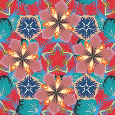 Geleneksel Hint tarzı, kına dövmesi, baskı, çıkartma, mehndi, yoga tasarımı için süs eşyası. Kusursuz bej, pembe ve mavi mehndi deseni..