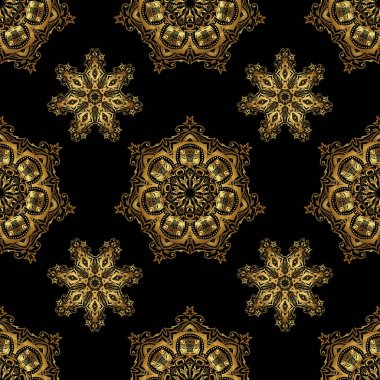 Siyah arka planda altın desen. Klasik eskiz. Zarif retro vektör pürüzsüz desen.