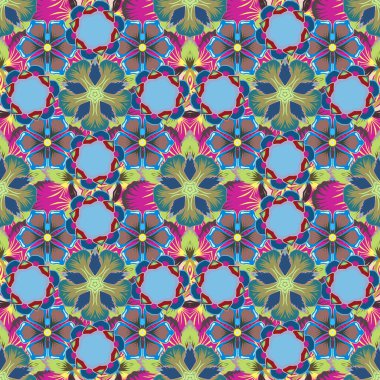 Romantik bir geçmişi ve çiçeklerle süslenmiş bir tasarımı var. Sevimli kusursuz desen tasarımı. Mor, sarı ve mavi renkte bir sürü çiçek..