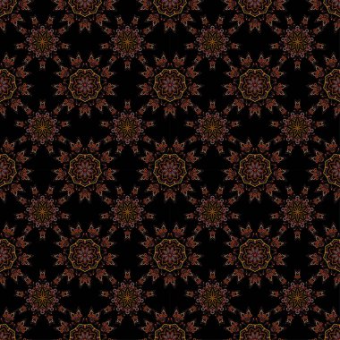 Duvar kâğıdı barok, İspanyol kumaşı. Çiçeksiz desen. Kusursuz bir geçmişi var. Siyah arkaplanda çok renkli süs.