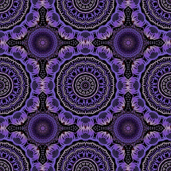 Vektör doğu tarzı arabesk. Mor ve mor elementler, bukleler ve süsler ile kusursuz desen.