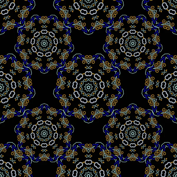 Élégant Motif Sans Couture Avec Des Éléments Floraux Mandala Belle — Image vectorielle