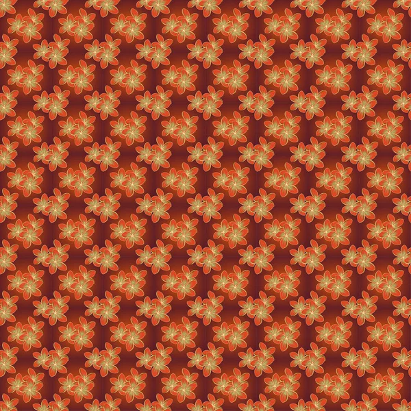 Vektorillustration Nahtloses Blumenmuster Mit Stilisierten Blüten Den Farben Rot Orange — Stockvektor