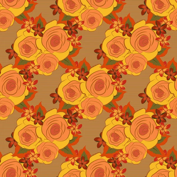 Векторная Иллюстрация Софт Акварельный Цветочный Принт Розы Безморщинистый Узор Коричневого — стоковый вектор