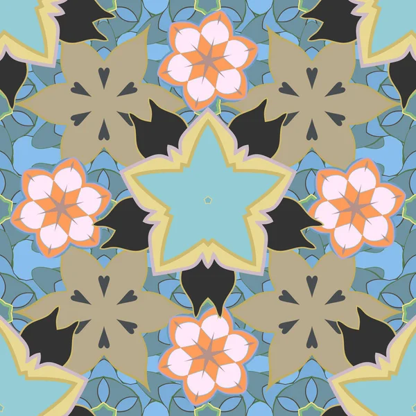 Ditsy Blumigen Hintergrund Nahtloses Muster Mit Kleinen Blüten Grauen Blauen — Stockvektor